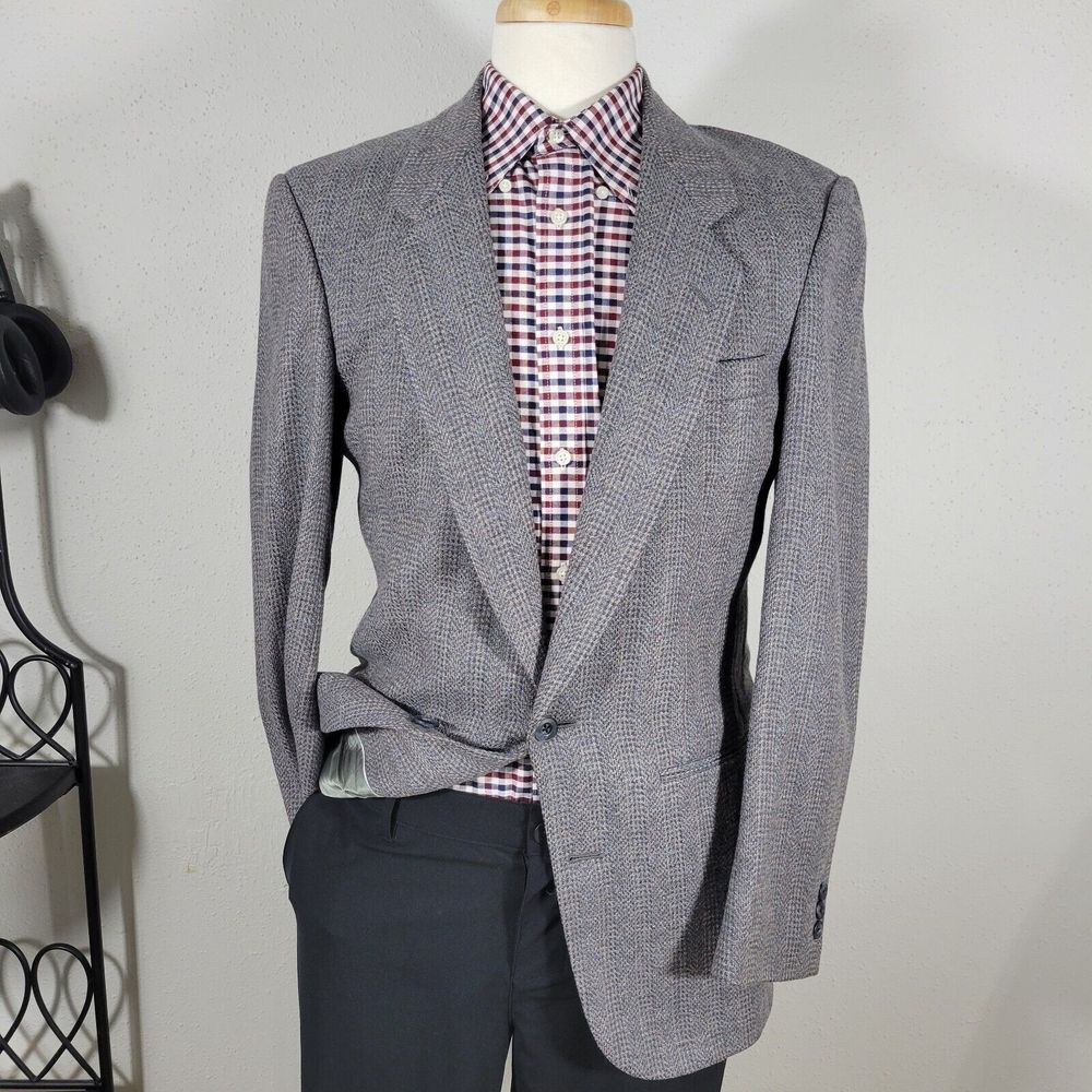 VTG Henry Grethel Men's Tweed Sport Coat Blazer‎ Two Button Gray 40R